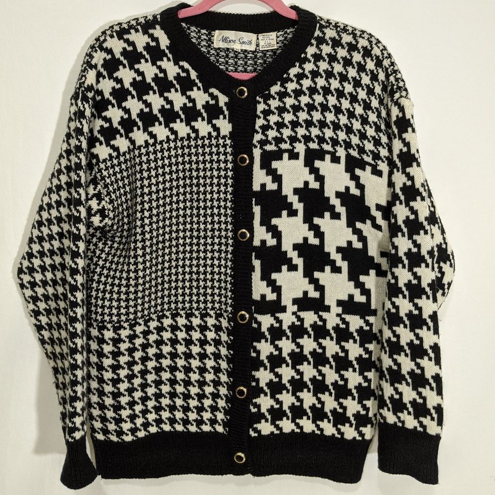 Vintage Houndstooth Allison Smith Cardigan Size M